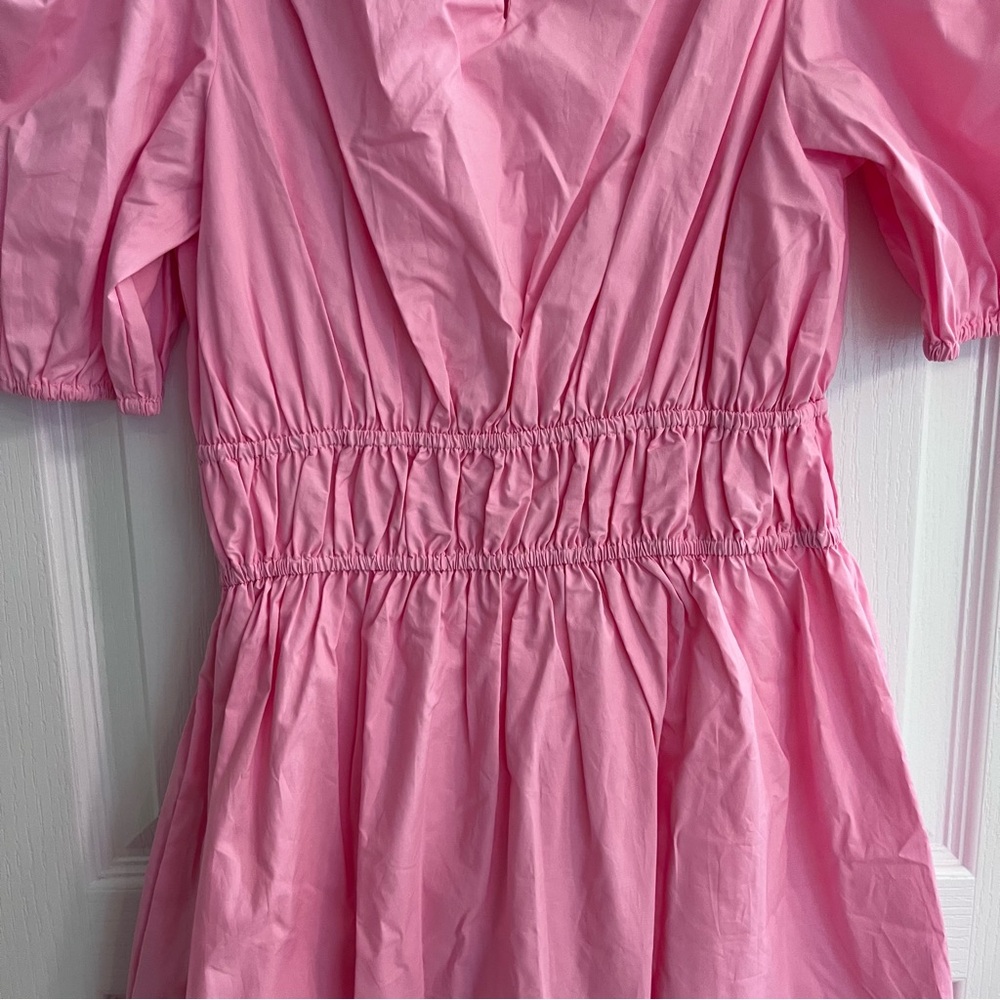NEW English Factory Pink scalloped puff sleeve Short Sleeve Mini Dress Medium - Picture 10 of 16